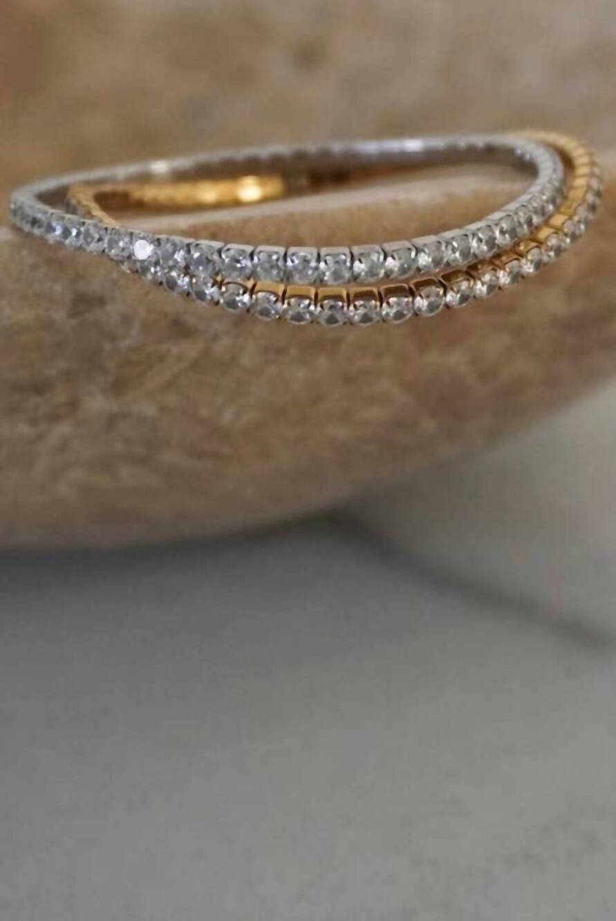 NEW CHANSUTTPEARLS women's stretchy tennis bracelet in gold